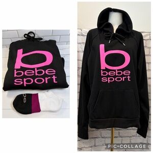 Bebe :Size3X Women Sport Black Hoodie/ Pink Logo with Socks